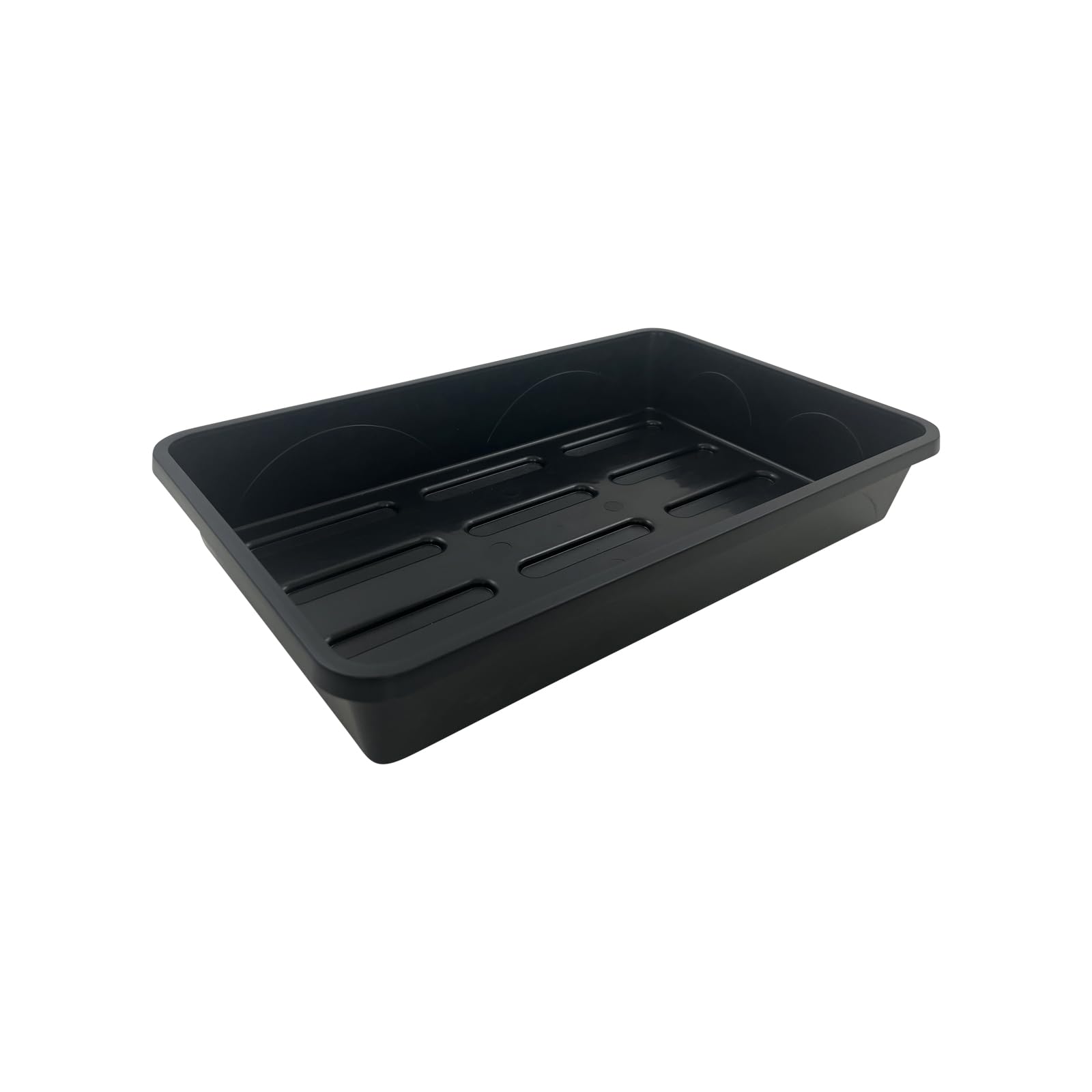 Oakland Gardens 38cm Premium Solid Seed Gravel Tray – No Drainage Holes, Heavy-Duty Plastic, Reusable & Mould Resistant – Indoor/Outdoor Plant Nursery, Seed Starter Tray (Black, Medium) x 8