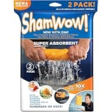 ShamWow Original Super Absorbent Multi-Purpose Cleaning Shammy Chamois Towel Cloth - Holds 10X its Weight in Liquid - Machine Washable - Will Not Scratch (2 Pack, Orange)