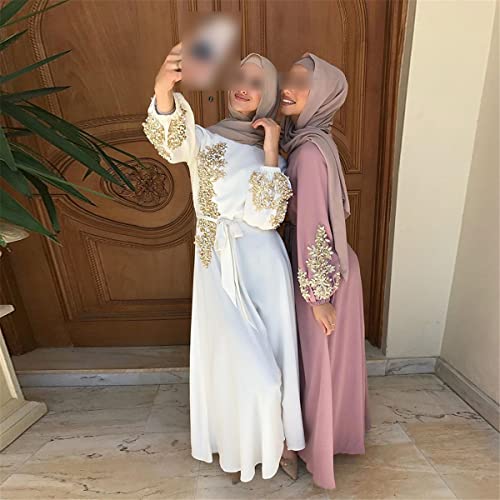 Robe du Ramadan Dubaï fluide et légère en mousseline bleue