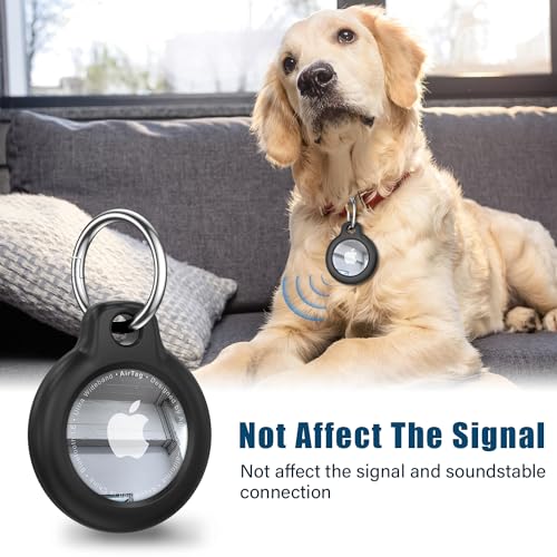 Air tag Holder Apple Air Tag Case with Keychain, Hard PC Anti-Drop Airtags Key Chain for Air Tags Case, Airtag Device Accessories for GPS Item Finder Tracker - Black - Image 6