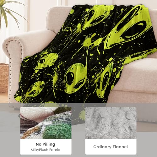 Cromcu ALIENBT40515015060 Alien Blanket For Adults Kids Boys, Flannel Alien Blankets Gifts, Street Art Style Alien Throw Blanket For Sofa Couch Bed Living Room Soft Warm Cozy Alien Decor 60 Inch X 50 Inch thumb #4