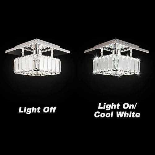 Miniatura 7 de CLAIRDAI Lámpara de techo LED de cristal moderna, lámpara cuadrada de cristal, mini lámparas de techo empotradas para pasillo, dormitorio, comedor