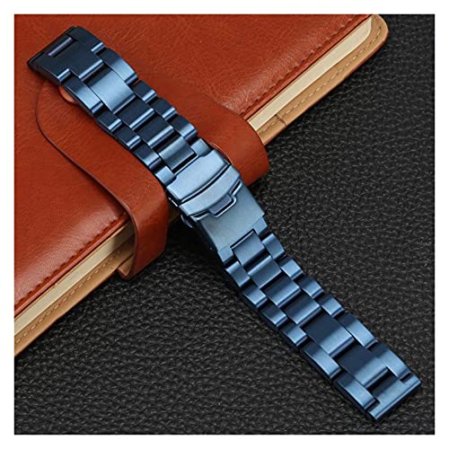 Sangle de montre 24mm boucle bleu robuste en acier inoxydable résistant