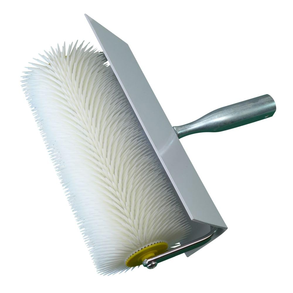 ROTIX Stachelwalze mit Spritzschutz 25 + 50 cm breit für Estrich | Entlüftungswalze | (25 cm breit, 31 mm Stachel)