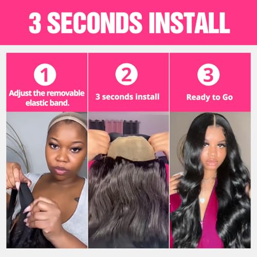 YUTU 5x5 HD Lace Closure Wigs Human Hair 24 Inch PPB Glueless Wigs Human Hair Pre Plucked Pre Cut for Beginners Body Wave Lace Front Wigs Human Hair for Women 180% Density Natural Black - Image 3