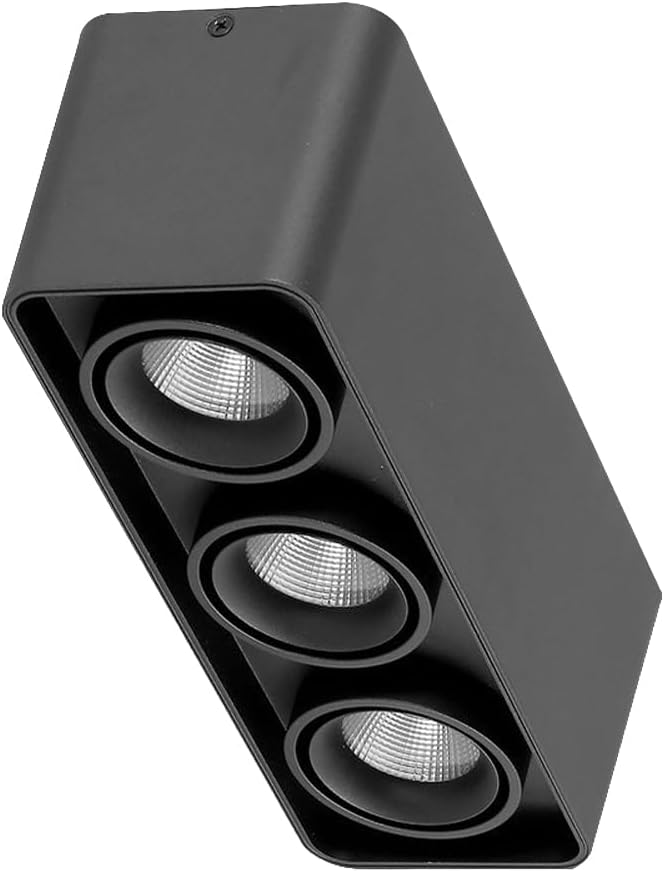Led Square Ceiling Spotlight 3-Lights Flush Mount Ceiling Spot Lighting Indoor, Aluminum Directional Spotlights Accent Lamp for Living Room Bedroom Hallway Ceiling Lights/K4000K/21W