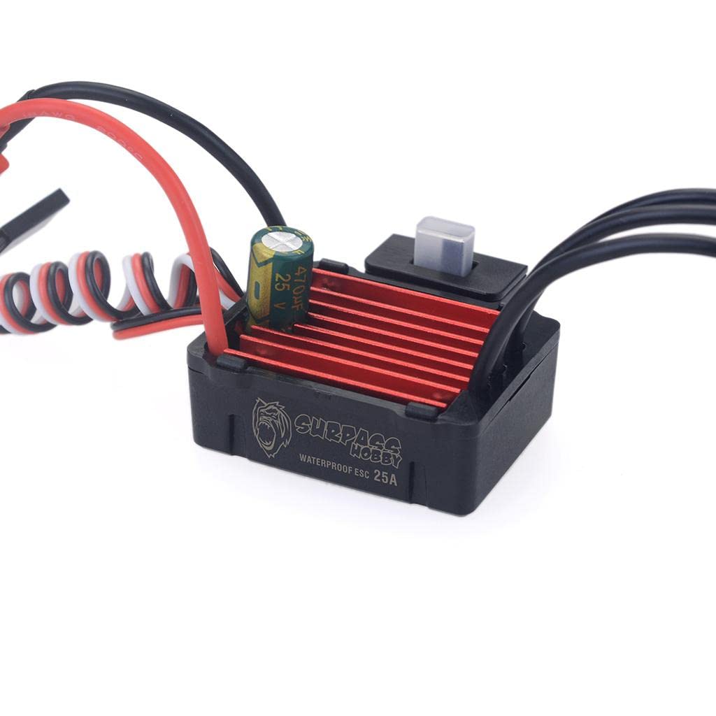 Silnik bezszczotkowy 5800 kv i zestaw combo 25A ESC do samochodu RC w skali 1/18,1/16 - CZERWONY czarny zestaw części zamiennych
