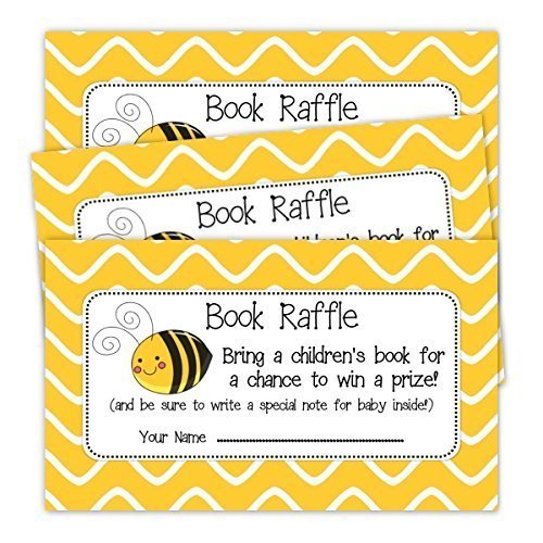 Book Raffle Tickets, Baby Shower Favor, Baby Shower Invitation Insert, Yellow Bee
