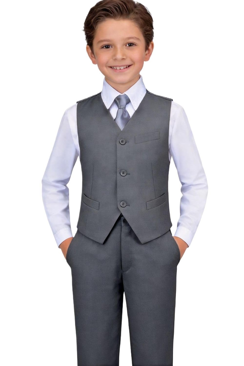 Visaccy Boys Formal Suit Slim Fit Dress Clothes Ring Bearer Outfit Tuxedo Suits,Adjustable Waist