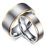 SAINTHERO Couple Ring Women's 6mm Promise Rings Band StyleVintage 316L Stainless Steel Surface Beveled Edges Comfort Fit Size 5