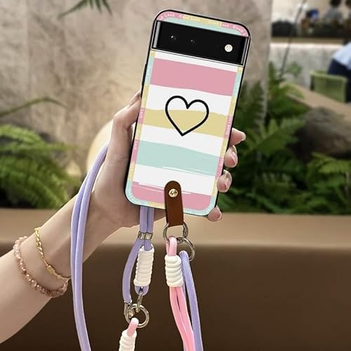 Phone Case Compatible with Google Pixel7, Durable Soft case Lanyard Anti-dust Anti-knock Necklace Full wrap protective Shockproo