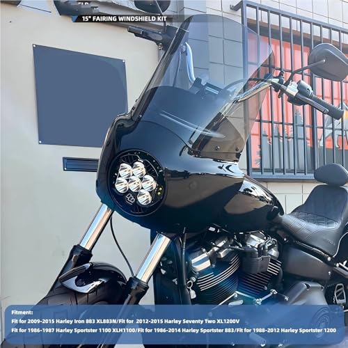 Pare-Brise de Moto Kit de carénage et Pare-Brise pour Moto Harley 86-15 Sportster 1200 Iron 883 XL883N Seventy Two Sportster 1100(6021-spst-11-Clear) – vue 4