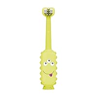 Vista 2 de Dr. Brown's ToothScrubber Cepillo de dientes para niños pequeños, cepillo de dientes de entrenamiento de triple cara con base de ventosa, monstruo
