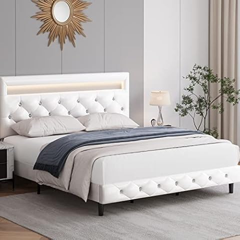 Keyluv Modern Upholstered Full Size Bed Frame Cover