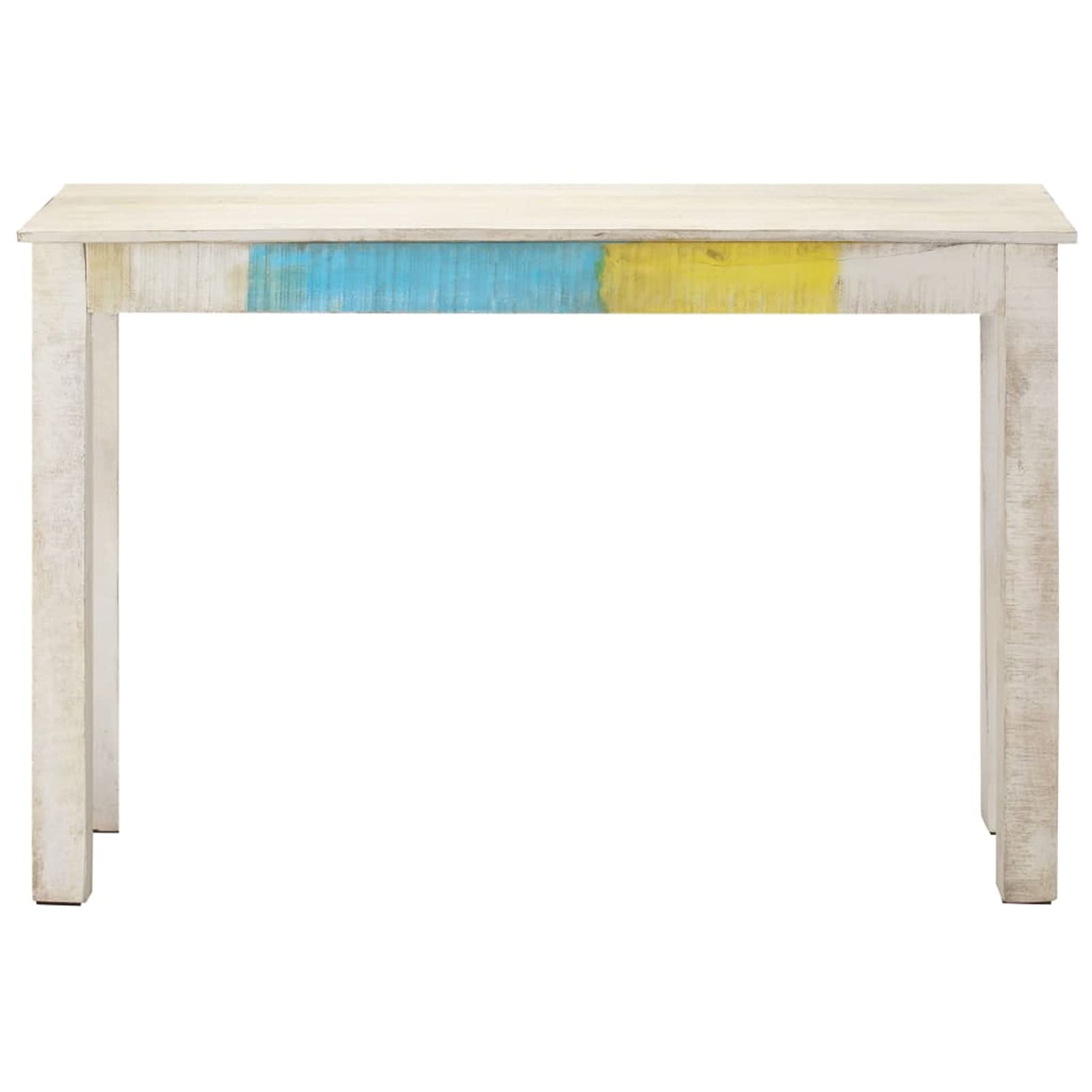Homgoday Tavolo Consolle Bianco 115x35x77 cm in Legno di Mango Grezzo, Tavolino da Salotto, Tavolinetto da Soggiorno, Tavolo per Ufficio Camera da Letto Giardino