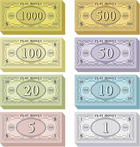 800 Pcs Fake Money Prop Money Play Money Movie Props, Education Preschool Learning Toy for Music Video, Stage Performance, Develops Early Math Skills, Preschool Math Games and Parties.