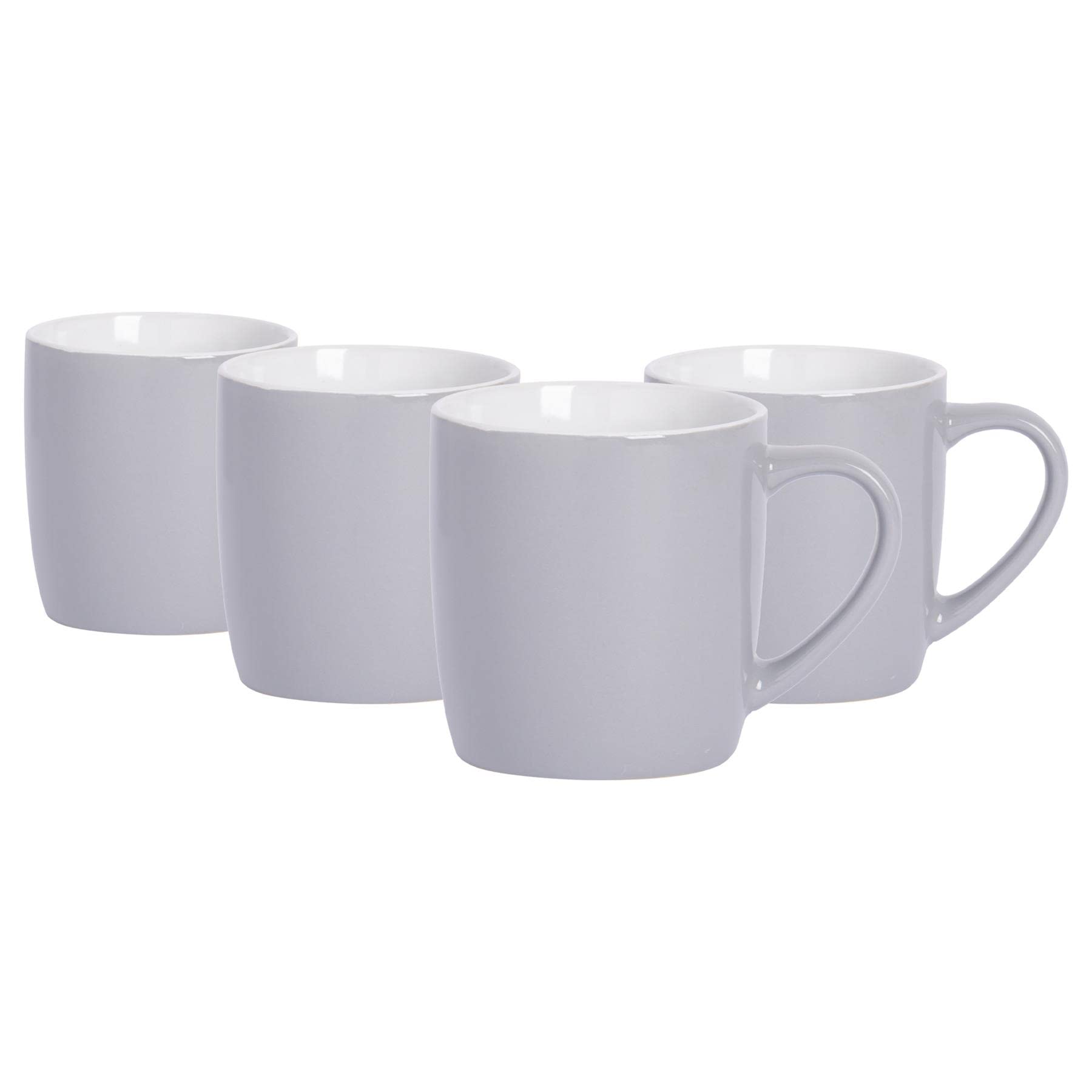 Argon Tableware Coloured Coffee Mugs - Grey - 350ml - Pack of 4 - Gloss Ceramic Stoneware Latte Cappuccino Cups Hot Chocolate Cups Colourful Mug Set with Handle
