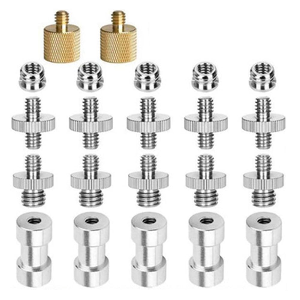 PSOWQ Adattatore Per Treppiede Filettatura Da 1/4 A 3/8 Di Pollice, Adattatore A Doppia Vite Per Treppiede Per Lampada Fotografica,treppiede Per Microfono(Adattatore Filettato Da 3/8 A 1/4 Di Pollice