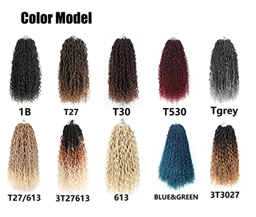 Aipin New Goddess Locs Crochet Hair 14 Inch River Locs Boho Hippie Locs Wavy Crochet With Curly Hair In Middle And Ends Braids Hair Extensions(6Packs,14 Inch,Tgrey) #TOP7