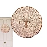 生命の木のカレンダー|ビンテージの丸い木製の手作りの天の飾り|ウィッカンホリデー、ユール祭壇、レトロな異教の家の装飾のためのスピリチュアルウォールハンギングサイン
