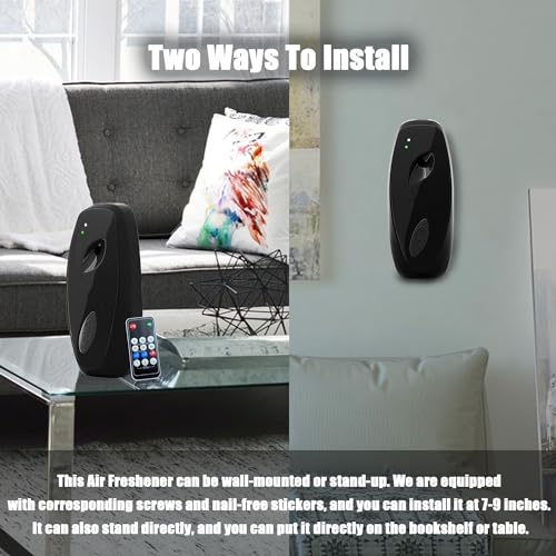 (2-pack) Automatic Air Freshener Spray Dispenser, Wall Mounted or Freestanding Sprayer Holder, Multiple Time Settings, Commercial and Home Use in Bathrooms, Offices, Living Rooms, etc (Black1120M-RE) - Image 4