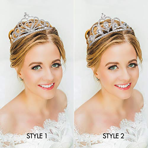 Lurrose Rhinestone Tiara Crown, Crystal Tiara Wedding Bridal Birthday Pageant Princess Tiara Crown Headband, 2Pack #TOP5