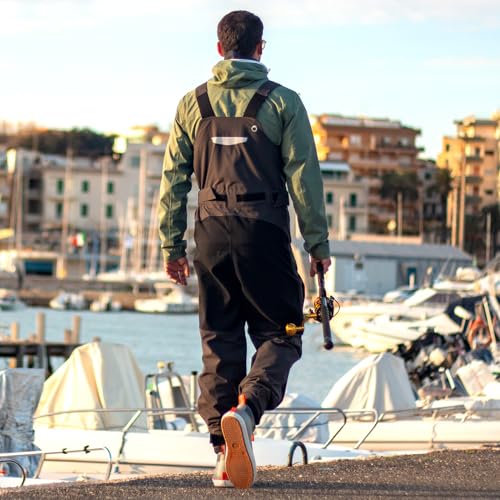 HISEA Men's Deck Boots, Wide Toe Mens Rain Boots Waterproof Fishing Boots Anti-Slip Ankle High Breathable Neoprene Lining Rubber Boots4