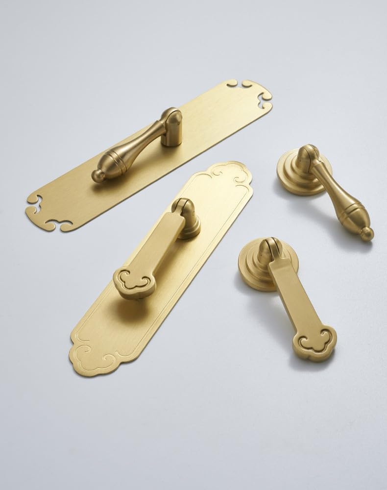 Zinklegierung Küchengriffe 4Er-Pack Retro-Schubladengriffe Neuer Schranktürgriff Im Chinesischen Stil Verlängerter Einzellochgriff Aus Massivem Messing 8125-Einzelloch