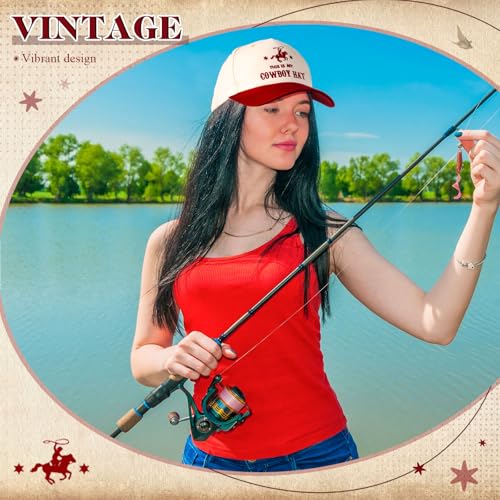 Image of JaGely Two Tone Western Cowboy /Cowgirl Trucker Hat for Women Men Gift Vintage Embroidered Country Baseball Cap