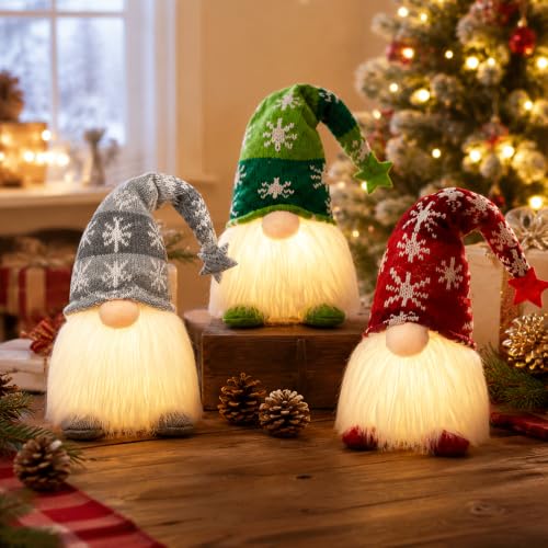 Yanghad 3 Piezas Gnomos Navideños LED, Decoración Navidad Iluminado