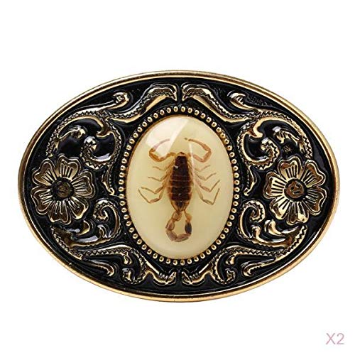 2 Pieces Mens Western Belt Buckle Luminous Stone Scorpion Animal Belt Buckle-image-36
