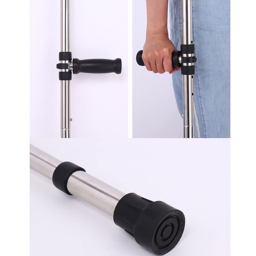 Stampelle Ascellari per Adulti, Stampelle da Passeggio Mediche Rimovibili, Altezza Regolabile a 10 velocità, Ammortizzazione a Molla, Altezza Applicabile 155~178 cm, 1 Paio
