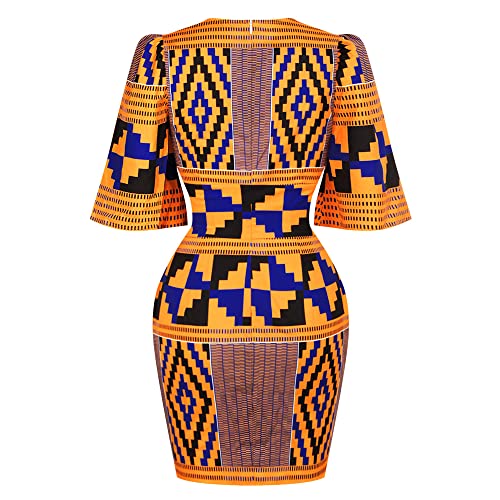 Image of Women Boho African Floral Print Pleated Short Midi Dress Multi-Way Dress for Casual Rave Club Party