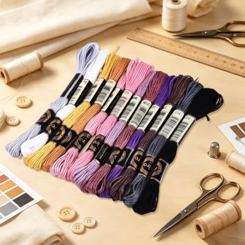 Image of 12 Skeins 105 Yards Gradient Embroidery Yarn Thread for Crafts