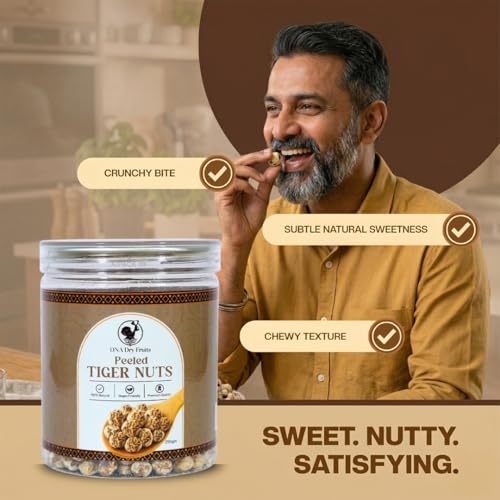 Image of DNA Dry Fruits Premium Peeled Tiger Nuts | 250g | Natural Energy Booster, Fiber-Rich Superfood, Natural, Gluten-Free Snack | Crunchy & Nutty Taste | Heart, Gut & Blood Sugar Friendly (Pack of 1)