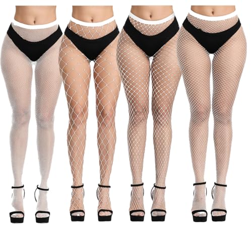 Image of Womens High Waist Fishnet Stockings,Stretchy Fishnet Stockings Thigh Tights Pantyhose Stockings