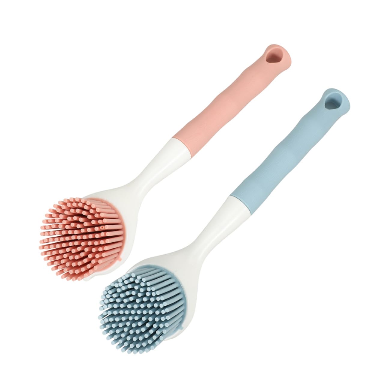 Juego De Cepillos para Lavar Platos Antiadherente 2 Piezas De Silicona TPR Rosa y Azul Mango Ergonómico para Fregadero De Cocina Limpieza Eficaz De Ollas y Sartenes Uso Doméstico