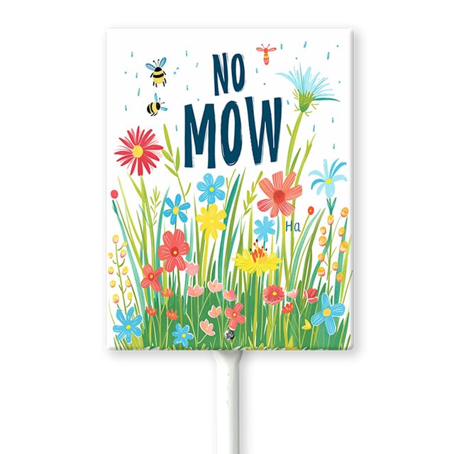 Eveokoki No Mow Sign with Stake, 8 Inches by 12 Inches - Aluminum - No Mow May Yard Sign for Lawn
