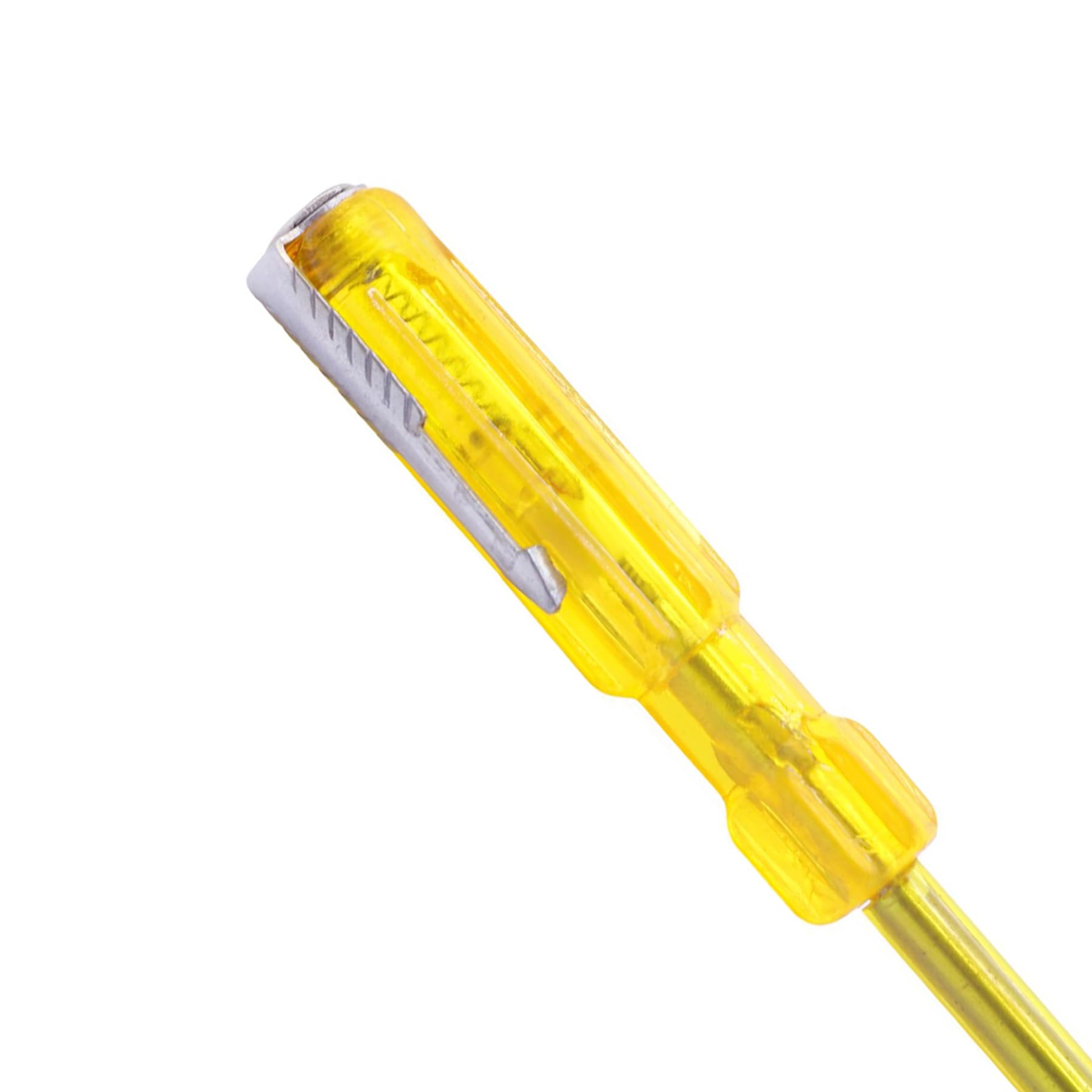 PERF Electric Tester 125mm - Yellow, Carbon Steel Blade, Transparent Handle, Plated Finish for Precision Electrical Testing 2