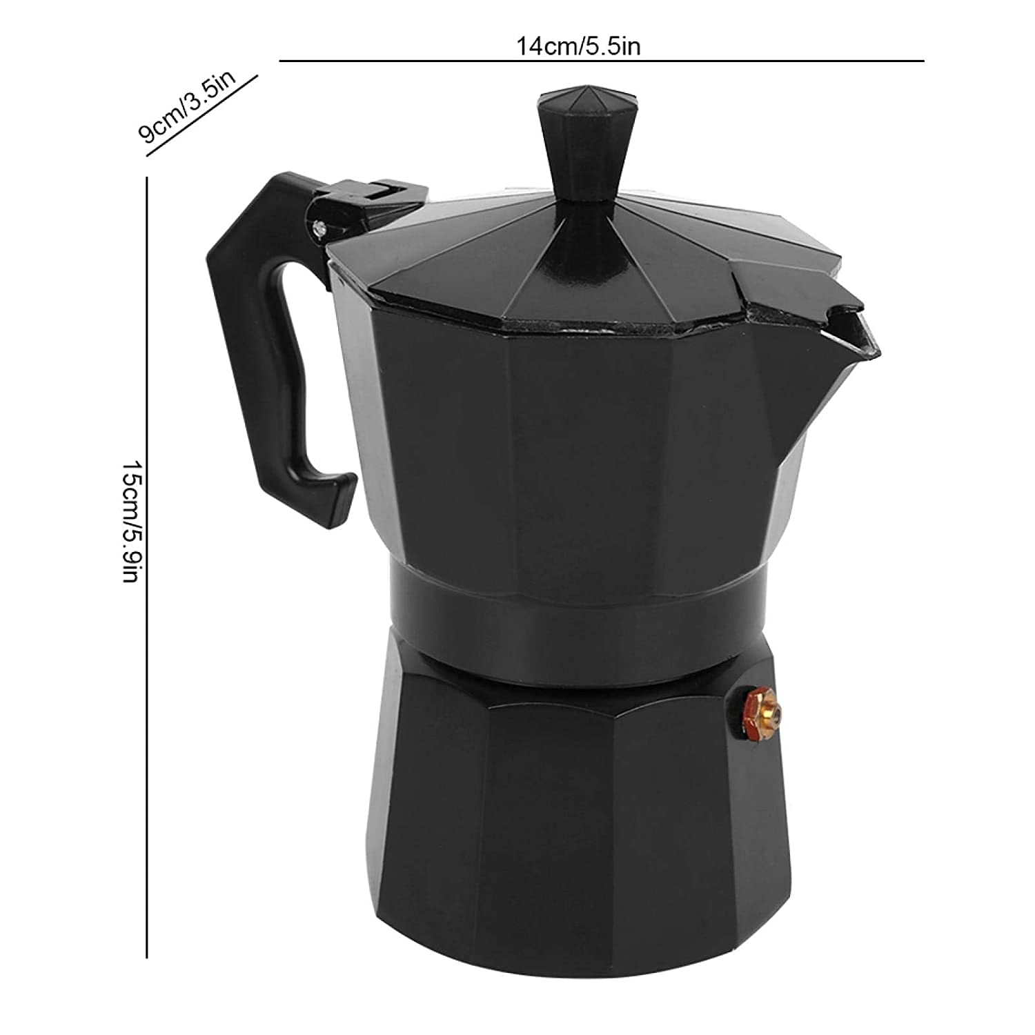 Gnanex Black Aluminum Coffee Maker Moka Pot Top Expresso Latte Stove Percolator 300ML Capacity (6 Cup) 1