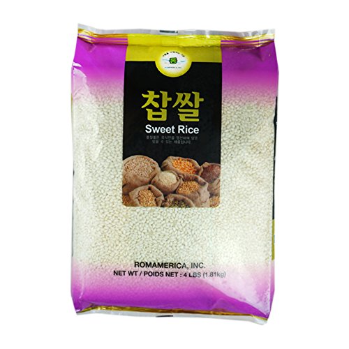 ROM AMERICA Sweet Sticky Glutinous Short Grain White Rice 4 Pound