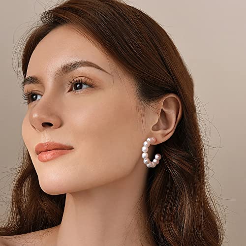 Gacimy Pearl Hoop Earrings for Women with 925 Sterling Silver Post4