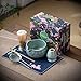 Buucup Matcha Whisk Set, Ceramic Matcha Kit Includes Matcha Bowl, Matcha Whisk and Holder, Bamboo Scoop, Scoop Rest, Sifter and Tea Towel - 7 Pcs Matcha Kit for Matcha Lovers (Blue)
