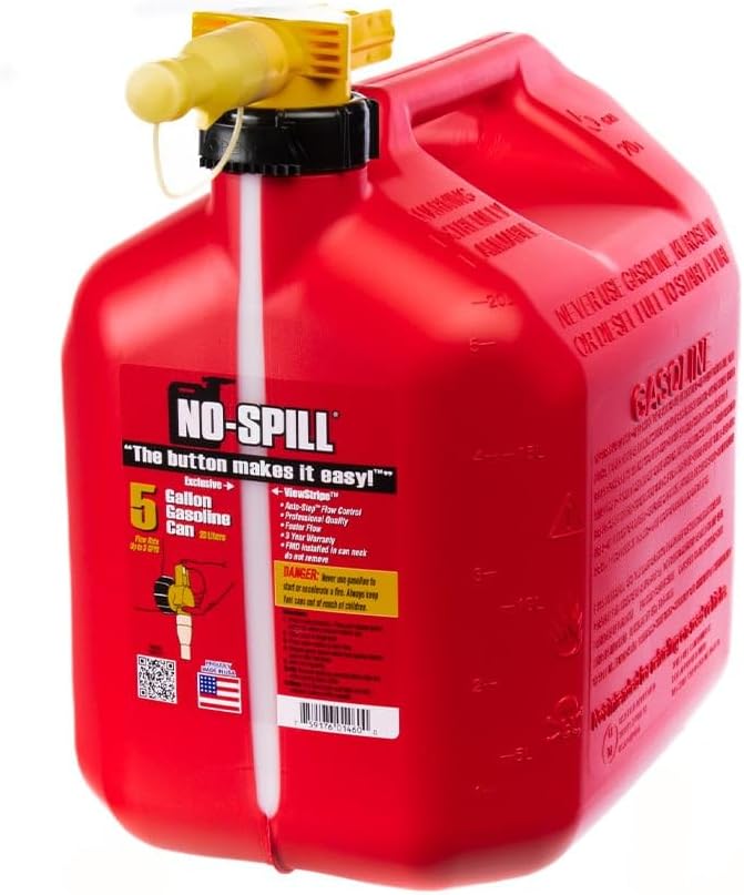 No-Spill 5 Gallon Gas Can with View Stripe, Red