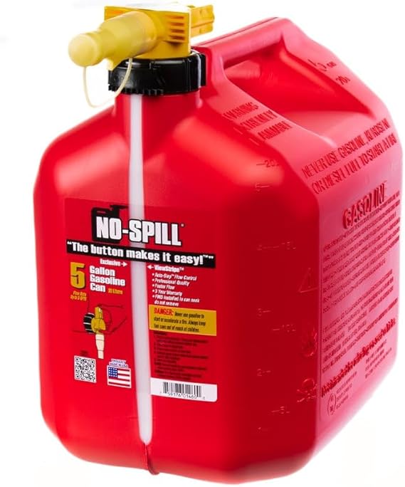 No-Spill NSP-1460, 5 Gallon Gas Can for Fuel with View Stripe,Red, Gas ...