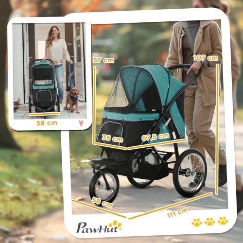 PawHut Hundewagen Klappbar für Hunde Katzen bis 20 kg Buggy Dunkelgrün