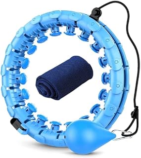 SEDOL Smart Weighted Hula Hoop with Weight Ball and Cooling Towel - Weighted Hula-hoop with 24 Detachable Knots and Auto-Spinning Ball - Weighted Hula Hoop For Adults - Hula Hoops for Fitness