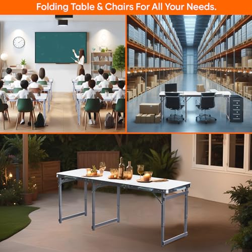 Image of Corvids 6 Feet Multipurpose Aluminium Folding Camping Table with Carrying Handle | Height Adjustable Table for Picnic, Hiking, Garden, Home, Outdoor & Indoor Use