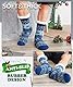 EBMORE Kuschelsocken für Herren Dicke Stoppersocken Warme Wintersocken Hüttensocken Flauschig Weihnachtssocken Hausschuhe Geschenk Socken(Blauer Hirsch)