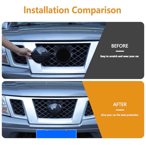 Image of 2PCS Front and Rear Car Emblem Covers Trim Compatible with Nissan Frontier 2009-2017 ABS Emblem Logo Badge Cover Trim Smoked Black US Flag Pattern Exterior Accessories
